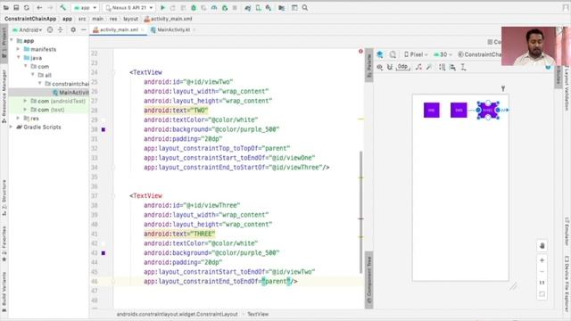 ConstraintLayout Chain Android || Chain Constraint Layout || Android Tutorial In Hindi смотреть онлайн