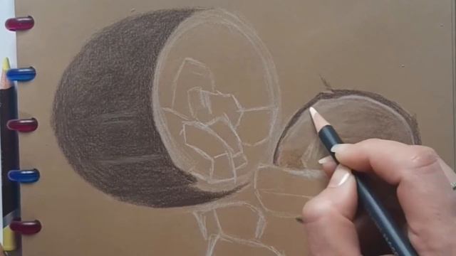 Кокос карандашами на крафтовой бумаге смотреть онлайн