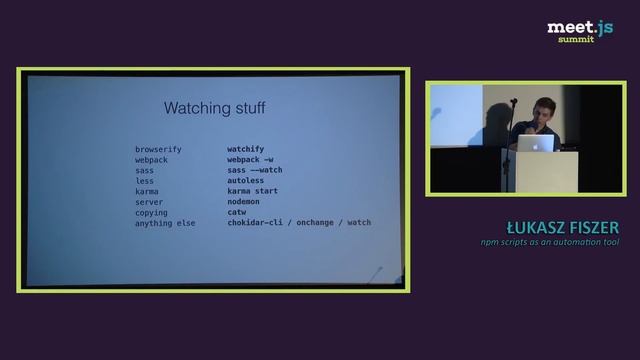 npm scripts as an automation tool - Łukasz Fiszer - meet.js Summit 2016 смотреть онлайн