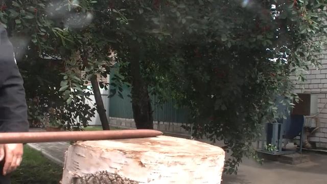 Тестовая рубка медной трубки кованой шашкой с клинком Османа Омарова фирмы Назаров и Калибр. смотреть онлайн