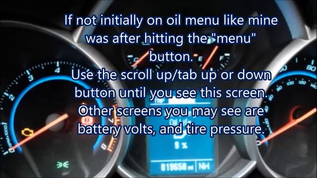 Chevy Cruze Oil Life Screen Reset смотреть онлайн