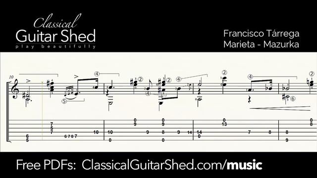 Francisco Tarrega: Marieta - Free Classical Guitar Sheet Music смотреть онлайн