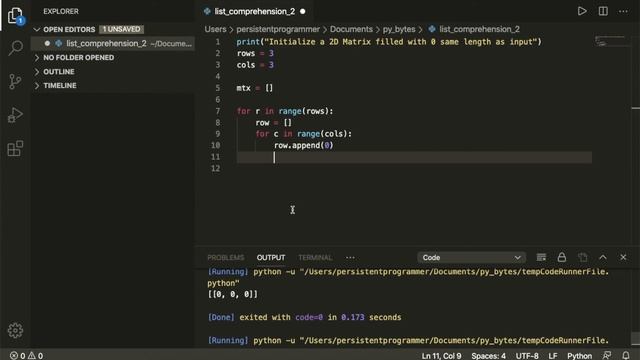 List Comprehension 2D Matrix in Python - py_bytes смотреть онлайн
