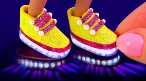 4 самодельных миниатюрных лайфхака и поделок для Барби! Обувь с мини-светодиодной подсветкой своими