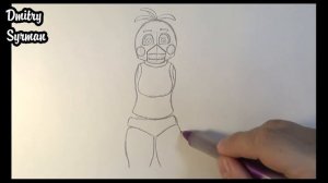 How to draw Toy Chica, five nights at freddy's, Как нарисовать Той Чику