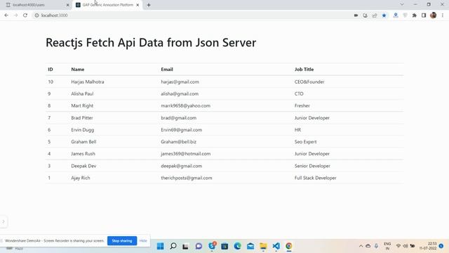 Reactjs Fetch Api Data from Json Server Using Hooks смотреть онлайн