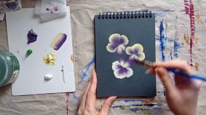 Цветы акрилом | Рисуем декоративные анютины глазки