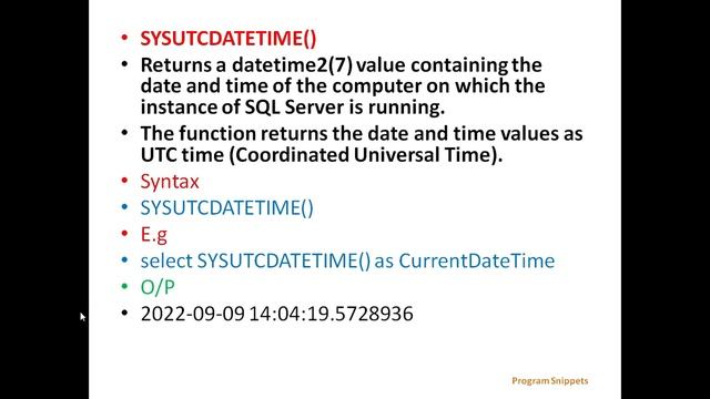 Return System Date and Time Functions In MS-SQL Server смотреть онлайн