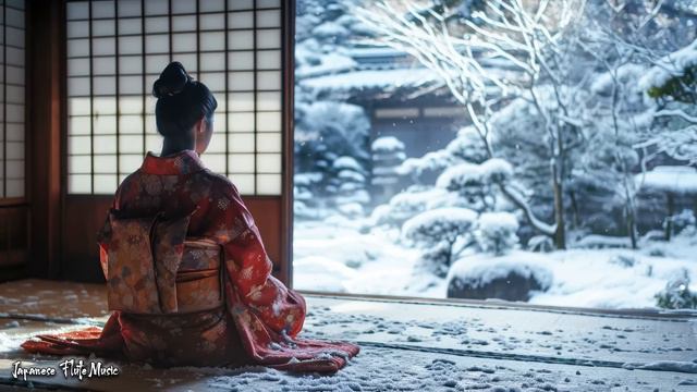 Zen in the Falling Snow - Japanese Flute Music Meditation, Healing, Stress Relief, Deep Sleep смотреть онлайн