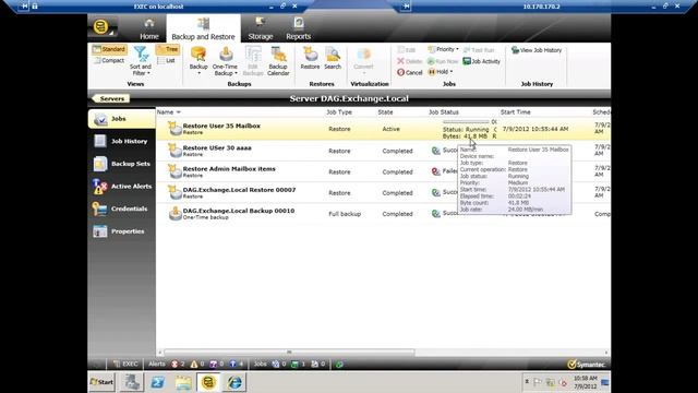 6-Symantec Backup EXEC 2012 Restore Exchange Mailbox From backup смотреть онлайн