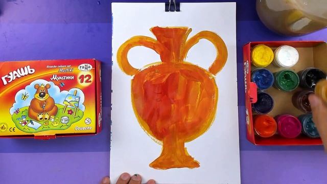 Как нарисовать АМФОРУ рисуем Греческую вазу красками с РыбаКит смотреть онлайн