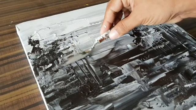 Very EASY Abstract Landscape/Black and White/Acrylics & Palette knife/Project 365 days /Day#064/Dem смотреть онлайн