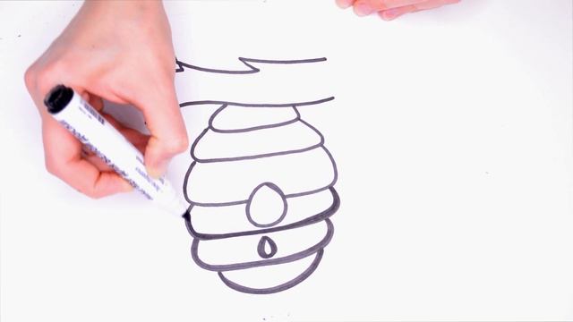 Bee hive. How easy it is to draw a beehive with bees. смотреть онлайн