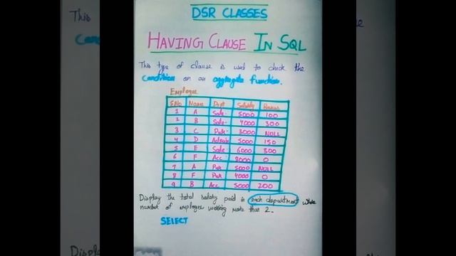 HAVING CLAUSE in SQL смотреть онлайн