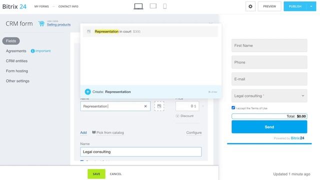 CRM form for selling products смотреть онлайн