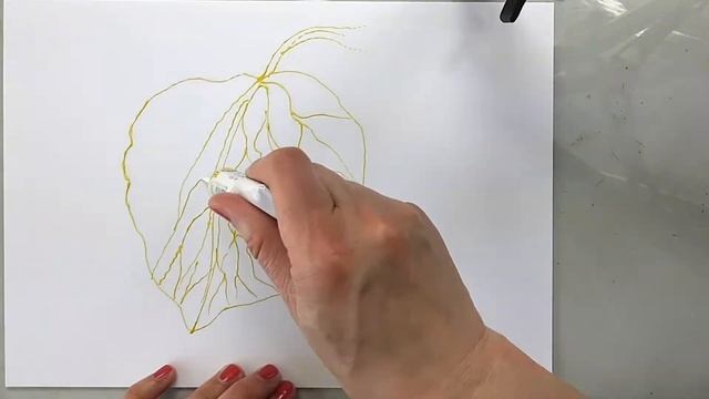 Рисуем осенние листья акварелью и контуром для ткани. Часть 1. смотреть онлайн