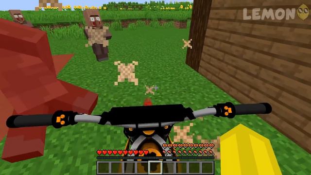 I found A SCARY MOTORBIKE WITH SAW WHEELS in Minecraft ! DEADLY BIKE VS VILLAGERS ! смотреть онлайн