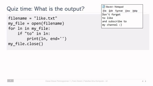 DDP 1 Lecture - 05a - Text Files (Text I/O) | Yuk mari belajar pemrograman Python! | pymooc-ui смотреть онлайн