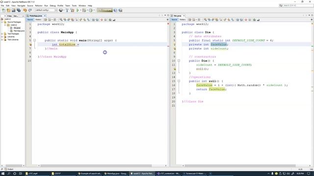12.1 Array of objects, Die class example смотреть онлайн