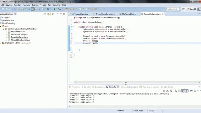 Creating the Thread in Java by implementing the Runnable Interface смотреть онлайн