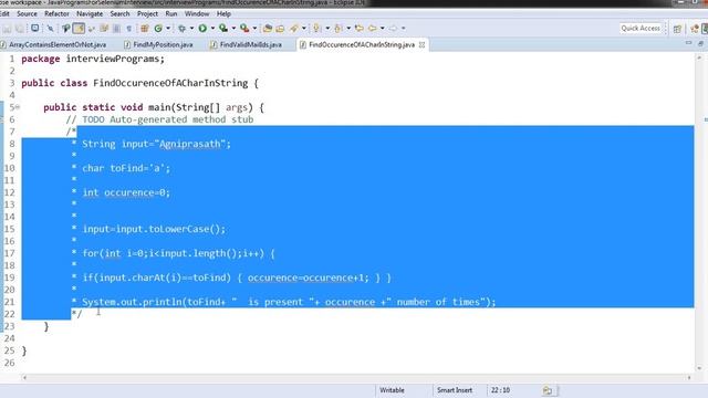 Important Java Interview Programs | 10 | Find the occurrence of a character in a String | Tamil смотреть онлайн