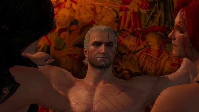 The Witcher 3 - It Takes Three To Tango: Yennefer & Triss Tie Geralt to Bedpost & Leave Him Cutscen смотреть онлайн