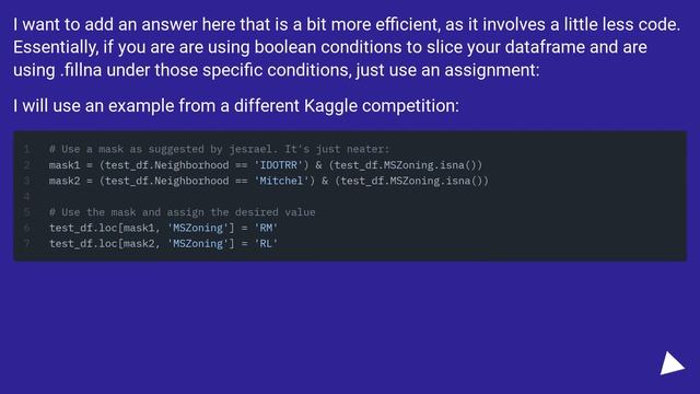 How to make a slice of DataFrame and "fillna" in specific slice using Python Pandas? смотреть онлайн