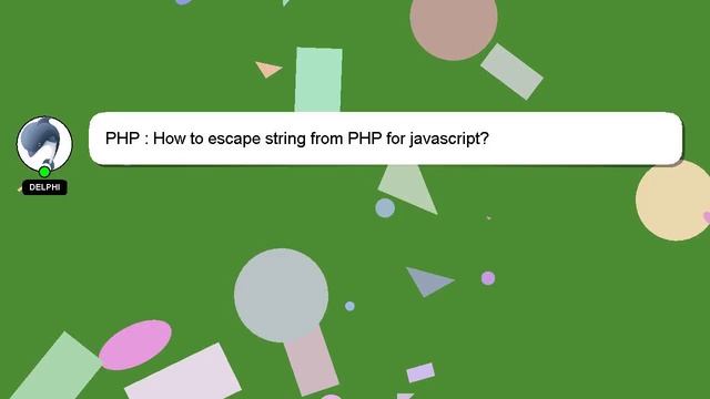PHP : How to escape string from PHP for javascript? смотреть онлайн