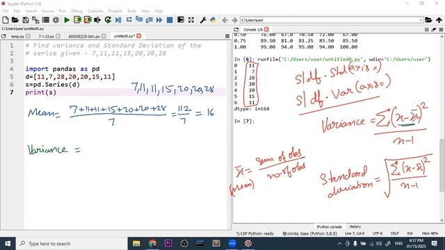 Find standard deviation and variance on Python DataFrame and Series. смотреть онлайн