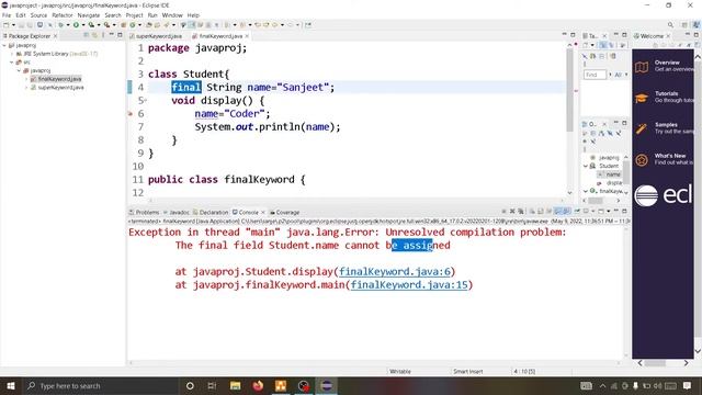 #53 Java Final Keyword | Java Final Keyword Example смотреть онлайн