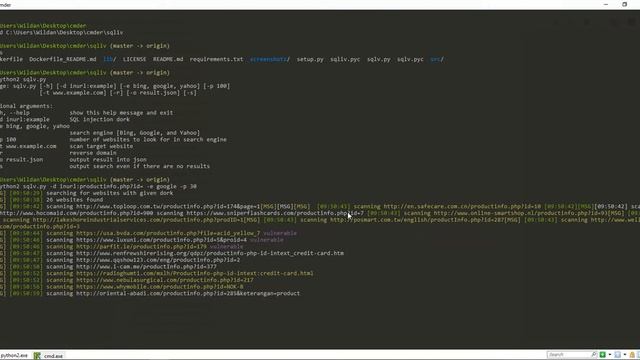 SQLiv-SQL Injection Vulnerability Scanner on Cmder смотреть онлайн