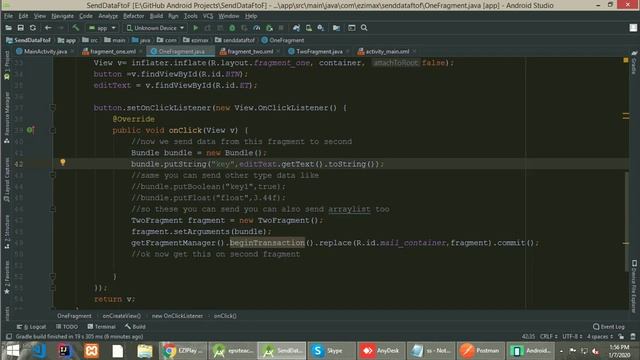 How to send data from one fragment to another fragment android studio tutorial смотреть онлайн