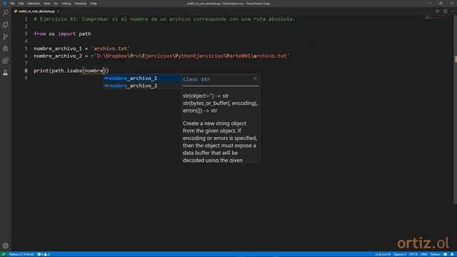 Python - Ejercicio 63: Comprobar si el Nombre de un Archivo Corresponde con una Ruta Absoluta смотреть онлайн