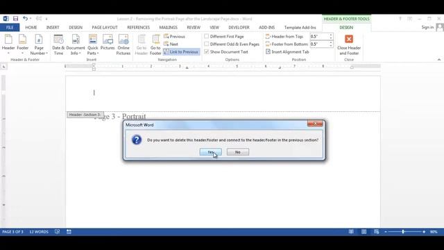 Word 2013 Removing Portrait Page after Landscape Page смотреть онлайн