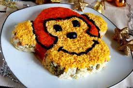 Новогодний салат Обезьяна с куриным филе и сыром смотреть онлайн