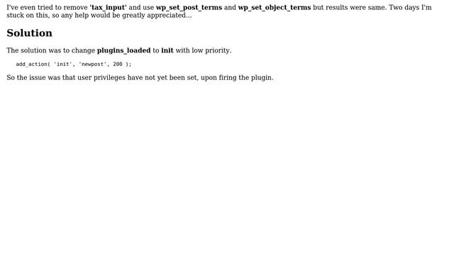 Wordpress: Can't set custom taxonomy terms via custom form смотреть онлайн