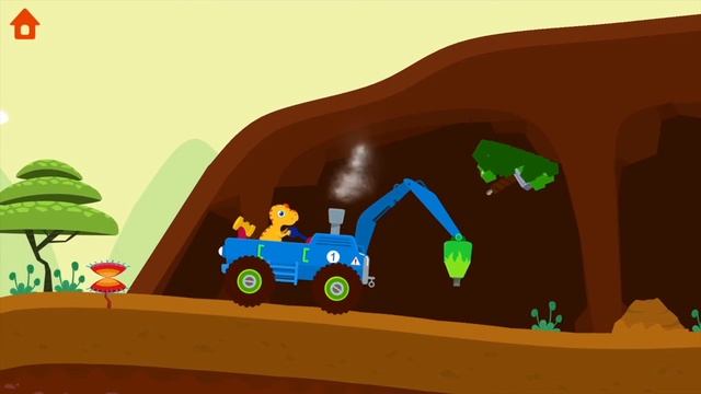 Dinosaur Digger Blue Tractor Game By Kidkidza