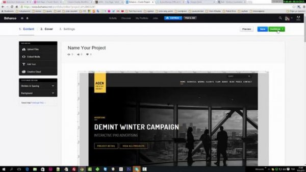 How to upload portfolio items on behance?