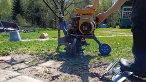 Запуск двигателя мотокультиватора МК-100Р "Красный Октябрь"