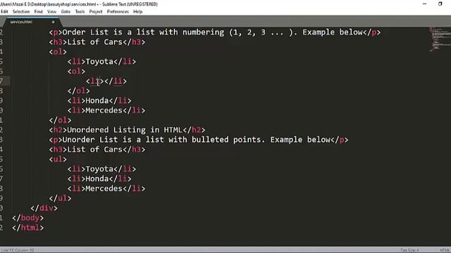 Sub List in HTML смотреть онлайн