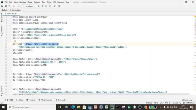 IRCTC Ticket booking Automation | Participant's Project | Rashmi Singh D7B смотреть онлайн
