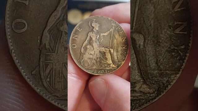 UK 1909 ONE PENNY COIN Edward VII Coins смотреть онлайн