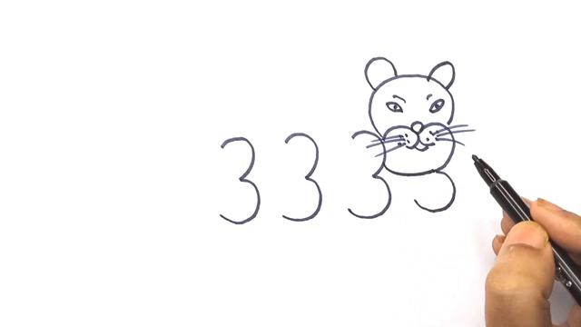 How to Draw a Cat With Number 3333 Easy. Drawing of a Cat With Number. Easy Drawing With Number. смотреть онлайн