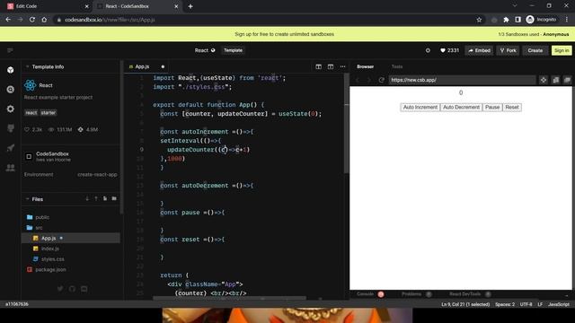 Auto Increment, Auto Decrement, Pause, Reset in ReactJs | React Counter | React Interview Question смотреть онлайн