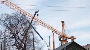 СТРЕЛА. Монтаж башенного крана. Крепление вант.