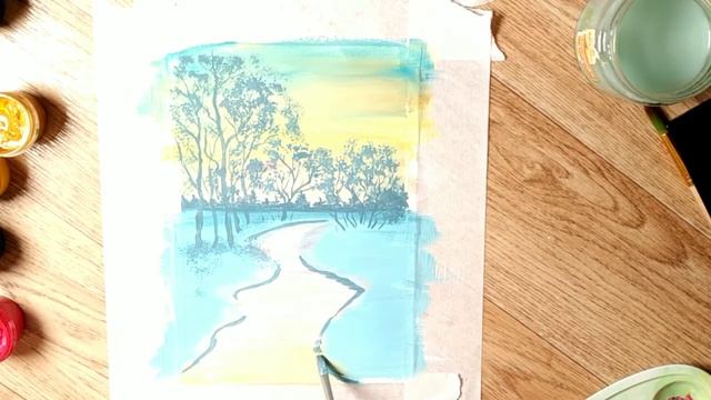 ПЕЙЗАЖ. Как нарисовать пейзаж гуашью Tree смотреть онлайн
