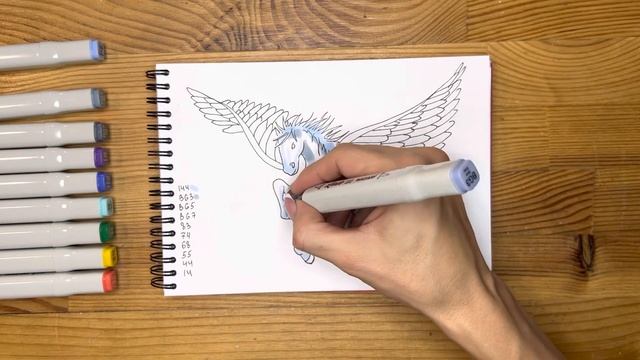 Как нарисовать пегаса карандашом и скетч маркерами | Рисунок для детей, поэтапно и легко смотреть онлайн