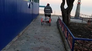 трёхколёсный велосипед с мотором от газоноеосилки