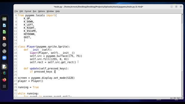 Pygame Tutorial: How to use KEYBOARD ARROW KEYS to move object? смотреть онлайн