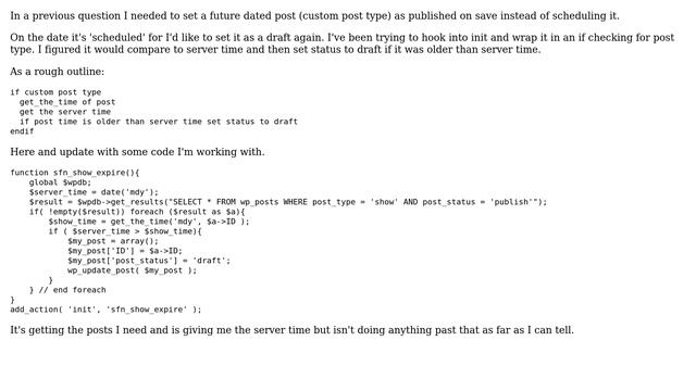 Wordpress: How to Set Post Status to Draft if older than today? смотреть онлайн